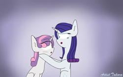 Size: 640x400 | Tagged: safe, artist:takarapov, imported from derpibooru, rarity, sweetie belle, duo, sisters