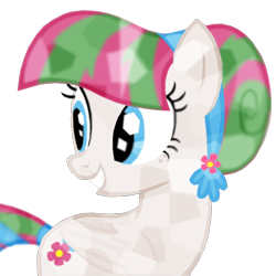 Size: 824x824 | Tagged: safe, artist:marenmity, artist:punzil504, imported from derpibooru, blossomforth, crystal pony, pony, alternate hairstyle, crystallized, female, get, grin, index get, looking back, palette swap, recolor, simple background, smiling, solo, transparent background