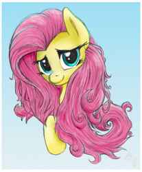 Size: 912x1100 | Tagged: safe, artist:fidzfox, imported from derpibooru, fluttershy, beautiful, cute, female, messy mane, shyabetes, simple background, smiling, solo