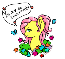 Size: 2142x1952 | Tagged: source needed, safe, artist:bunnycat, imported from derpibooru, fluttershy, butterfly, alternate hairstyle, cute, flower, positive ponies, shy, simple background, sweet, transparent background, uplifting