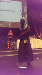 Size: 579x1024 | Tagged: artist needed, safe, imported from derpibooru, queen chrysalis, human, 2014, convention, cosplay, galacon, irl, irl human, photo, solo, stage