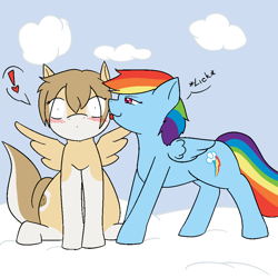 Size: 1000x1000 | Tagged: safe, artist:shenhibiki, imported from derpibooru, rainbow dash, oc, blushing, licking