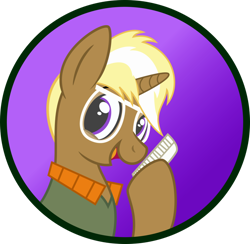 Size: 1024x1001 | Tagged: safe, artist:koonzypony, imported from derpibooru, trenderhoof, pony, unicorn, button, comb, happy, male, solo, stallion