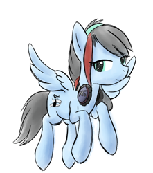 Size: 598x676 | Tagged: artist needed, safe, imported from derpibooru, oc, oc only, pegasus, pony, headphones, mistral grace, solo