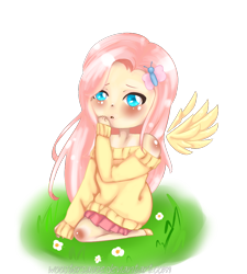 Size: 900x1000 | Tagged: safe, artist:woostersauce, imported from derpibooru, fluttershy, human, chibi, female, humanized, simple background, solo, transparent background