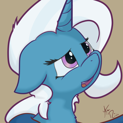 Size: 3000x3000 | Tagged: safe, artist:solipsus, imported from derpibooru, trixie, pony, unicorn, female, floppy ears, high res, mare, portrait, simple background, solo