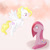 Size: 800x800 | Tagged: safe, artist:shouyu musume, imported from derpibooru, pinkie pie, surprise, adoraprise, cute, cuteamena, eye contact, floppy ears, flying, g1, g1 to g4, g4, generation leap, grin, licking, licking lips, pinkamena diane pie, pixiv, smiling, spread wings, tongue out, wide eyes