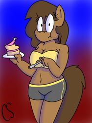 Size: 600x800 | Tagged: safe, artist:thecherrysodaaskblog, imported from derpibooru, oc, oc only, oc:georgia lockheart, anthro, cake, eating