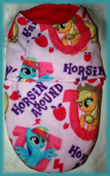 Size: 2208x3534 | Tagged: safe, artist:primmrose, imported from derpibooru, applejack, rainbow dash, craft, swaddler