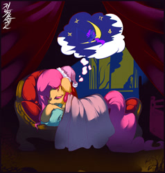 Size: 1280x1345 | Tagged: safe, artist:electrixocket, imported from derpibooru, fluttershy, cute, dream, female, floppy ears, hat, nightcap, shyabetes, sleeping, solo