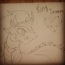Size: 960x960 | Tagged: safe, artist:moosesgonewild, imported from derpibooru, king sombra, male, monochrome, sketch, solo, traditional art