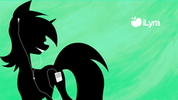 Size: 1920x1080 | Tagged: safe, artist:axe802, imported from derpibooru, lyra heartstrings, pony, apple (company), background pony, female, music, solo, wallpaper