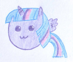 Size: 600x512 | Tagged: safe, artist:nishi199, imported from derpibooru, twilight sparkle, alicorn, pony, :3, chubbie, female, mare, solo, traditional art, twilight sparkle (alicorn)