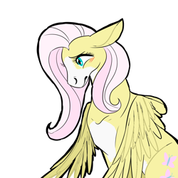 Size: 1000x1000 | Tagged: safe, artist:zimista, imported from derpibooru, fluttershy, horse, female, hoers, simple background, solo