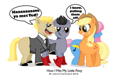 Size: 900x582 | Tagged: safe, artist:happyfestivus, imported from derpibooru, applejack, awesome, barney stinson, how i met your mother, red cowboy boots, ted mosby, the mother