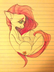 Size: 960x1280 | Tagged: safe, artist:floofie, imported from derpibooru, fluttershy, female, lined paper, sketch, solo, traditional art