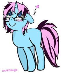 Size: 750x898 | Tagged: safe, artist:moekonya, imported from derpibooru, oc, oc only, oc:wind art, pony, unicorn, blank flank, cute, glasses, heart, simple background, solo, transparent background