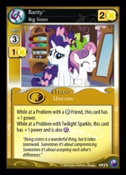 Size: 359x500 | Tagged: safe, imported from derpibooru, rarity, sweetie belle, canterlot nights, card, ccg, enterplay, mlp trading card game, sisters