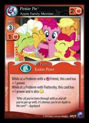 Size: 359x500 | Tagged: safe, imported from derpibooru, apple bloom, applejack, big macintosh, goldie delicious, granny smith, pinkie pie, earth pony, pony, canterlot nights, card, ccg, enterplay, male, mlp trading card game, stallion