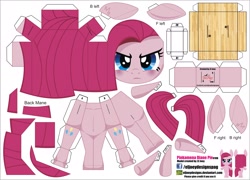 Size: 2504x1804 | Tagged: safe, artist:eljoeydesigns, imported from derpibooru, pinkie pie, angry, belly button, blushing, papercraft, pinkamena diane pie