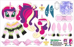 Size: 4130x2630 | Tagged: safe, artist:eljoeydesigns, imported from derpibooru, queen chrysalis, changeling, belly button, blushing, disguise, disguised changeling, fake cadance, papercraft