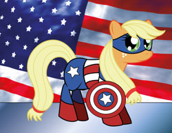 Size: 1980x1530 | Tagged: safe, artist:avellante, imported from derpibooru, applejack, captain america, crossover, parody