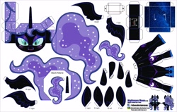 Size: 4130x2630 | Tagged: safe, artist:eljoeydesigns, imported from derpibooru, nightmare moon, belly button, blushing, embarrassed, papercraft, unarmored