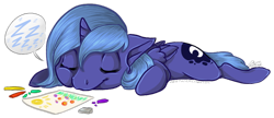 Size: 900x390 | Tagged: safe, artist:amberswirl, imported from derpibooru, princess luna, cute, female, filly, lunabetes, sleeping, solo, weapons-grade cute, woona