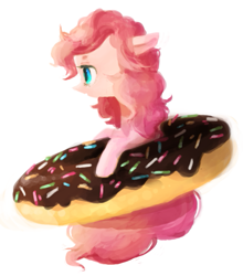 Size: 575x652 | Tagged: safe, artist:zombeegost, imported from derpibooru, pinkie pie, donut, female, simple background, solo