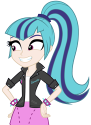 Size: 1552x2135 | Tagged: safe, artist:nano23823, artist:sebisscout1997, edit, imported from derpibooru, sonata dusk, equestria girls, rainbow rocks, clothes, female, human coloration, jacket, leather jacket, simple background, smiling, solo, transparent background, vector