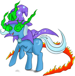 Size: 1576x1617 | Tagged: safe, artist:mr-1, artist:plasters-ponies, artist:tanmansmantan, imported from derpibooru, trixie, pony, unicorn, colored, female, magic, mare, rearing, simple background, solo, sombra eyes, transparent background