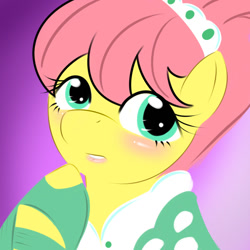 Size: 900x900 | Tagged: safe, artist:kloudmutt, imported from derpibooru, fluttershy, alternate hairstyle, clothes, dress, female, solo