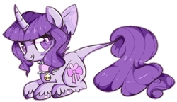 Size: 748x431 | Tagged: safe, artist:suzuii, imported from derpibooru, oc, oc only, oc:pastella, pony, unicorn, hair bow, solo