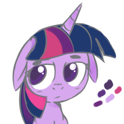 Size: 1024x1024 | Tagged: safe, artist:tokipeach, imported from derpibooru, twilight sparkle, female, floppy ears, portrait, sad, simple background, solo