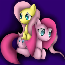 Size: 927x927 | Tagged: safe, artist:king-sombrero, imported from derpibooru, fluttershy, pinkie pie, prone