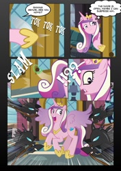 Size: 800x1131 | Tagged: safe, artist:radiantrealm, imported from derpibooru, princess cadance, changeling, comic, rope, scared, screaming, show accurate