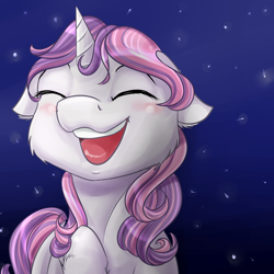 Size: 2000x2000 | Tagged: safe, artist:chiweee, imported from derpibooru, sweetie belle, cute, diasweetes, eyes closed, female, floppy ears, happy, singing, solo