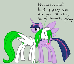 Size: 955x825 | Tagged: safe, artist:theemeraldthunder, imported from derpibooru, twilight sparkle, oc, oc:emerald thunder, alicorn, pony, female, mare, twilight sparkle (alicorn), twilove
