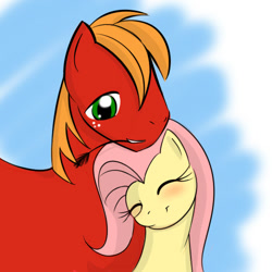 Size: 500x500 | Tagged: safe, artist:kloudmutt, imported from derpibooru, big macintosh, fluttershy, earth pony, pony, fluttermac, male, shipping, stallion, straight