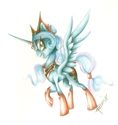 Size: 1024x1078 | Tagged: safe, artist:creeate97, idw, imported from derpibooru, princess luna, alicorn, pony, reflections, spoiler:comic, evil counterpart, evil luna, female, mirror universe, solo, traditional art