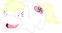 Size: 3000x1590 | Tagged: safe, artist:accu, imported from derpibooru, oc, oc only, oc:aryanne, slowpoke (pokémon), blonde, ear fluff, female, nazi, pokémon, slow, slowpoke, solo, stupidity, swastika, wat