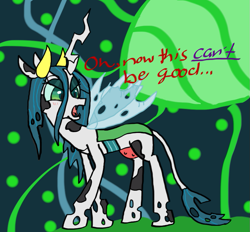 Size: 853x792 | Tagged: safe, artist:doodledoothedue, imported from derpibooru, queen chrysalis, cow, cowified, female, queen cowsalis, solo, species swap, udder