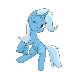 Size: 1280x1280 | Tagged: safe, artist:nuke928, imported from derpibooru, trixie, pony, unicorn, female, mare, solo, wink