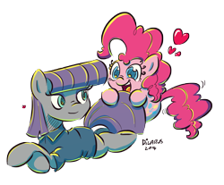 Size: 3642x3012 | Tagged: safe, artist:dilarus, deleted from derpibooru, imported from derpibooru, maud pie, pinkie pie, happy, heart, simple background, smiling, transparent background, when she smiles