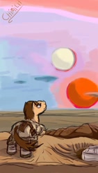 Size: 540x960 | Tagged: safe, artist:chiimich, imported from derpibooru, pony, a new hope, binary sunset, crossover, luke skywalker, ponified, star wars, star wars: a new hope, tatooine