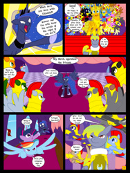 Size: 1024x1365 | Tagged: safe, artist:gatesmccloud, imported from derpibooru, princess luna, rainbow dash, twilight sparkle, oc, oc:prince orion, alicorn, pony, alicorn oc, the rightful heir