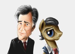 Size: 1375x1000 | Tagged: safe, artist:d-lowell, imported from derpibooru, filthy rich, human, duo, mitt romney