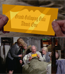 Size: 1049x1193 | Tagged: safe, artist:greenmachine987, artist:thegreenmachine987, imported from derpibooru, human, bed, charlie bucket, comic, golden ticket, grand galloping gala, grandma josephine, grandpa george, grandpa joe, hellen bucket, irl, irl human, movie, photo, ponies in real life, roald dahl, ticket, vector, willy wonka and the chocolate factory