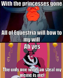 Size: 419x517 | Tagged: safe, imported from derpibooru, lord tirek, everyone steals tirek's meme, exploitable meme, g1, g1 to g4, g4, generation leap, meme, meta, square crossover, tirac, tirek (g1), tirek vs everyone meme