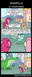 Size: 850x2000 | Tagged: safe, artist:drawponies, imported from derpibooru, fluttershy, gummy, lyra heartstrings, pinkie pie, comic, macro